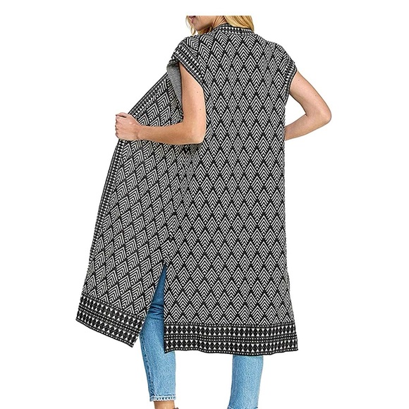 ‘See & Be Seen’ Lavish Jacquard Tapestried Long Open Cardigan/Sweater/Vest Set - Picture 4 of 13